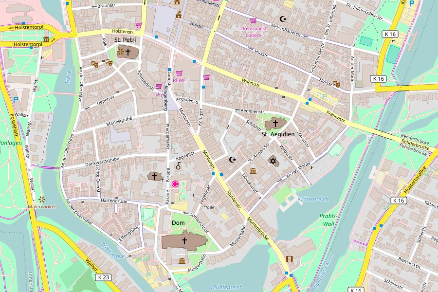 Stadtplan: Lübeck, Altstadtinsel, südlicher Teil